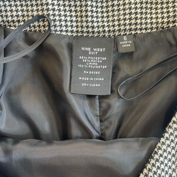 VTG Nine West Workwear 6 Two-Piece Suit Houndstooth Black & White Academia - Picture 14 of 16